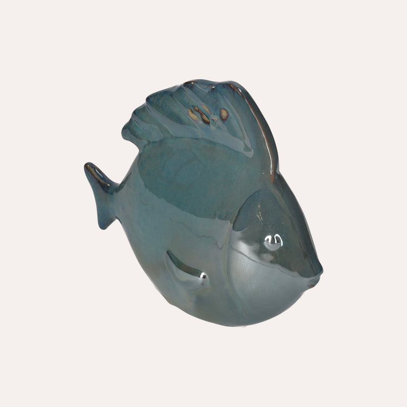 Pesce Decorativo Blu Cobalto in Ceramica