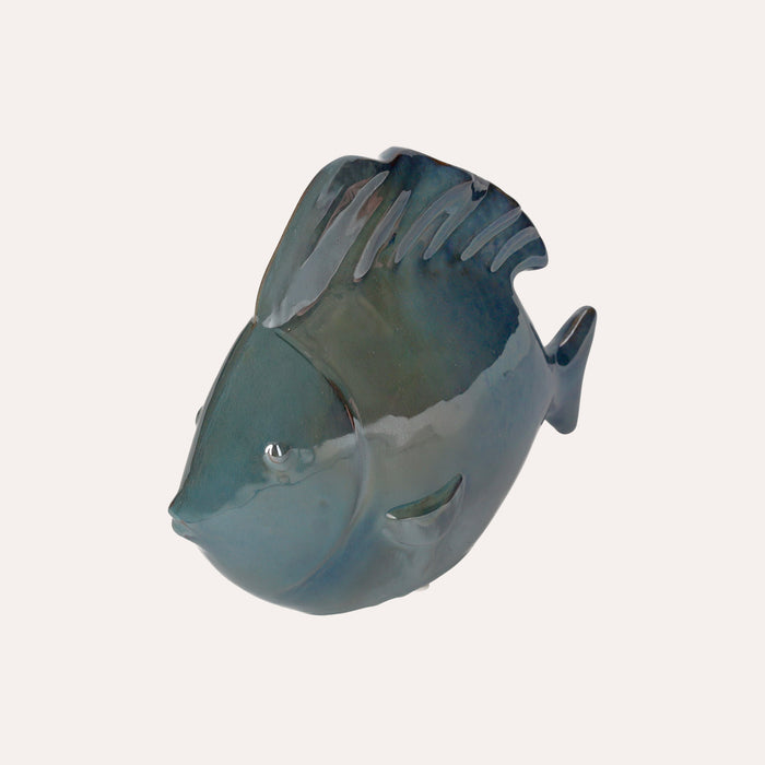 Pesce Decorativo Blu Cobalto in Ceramica