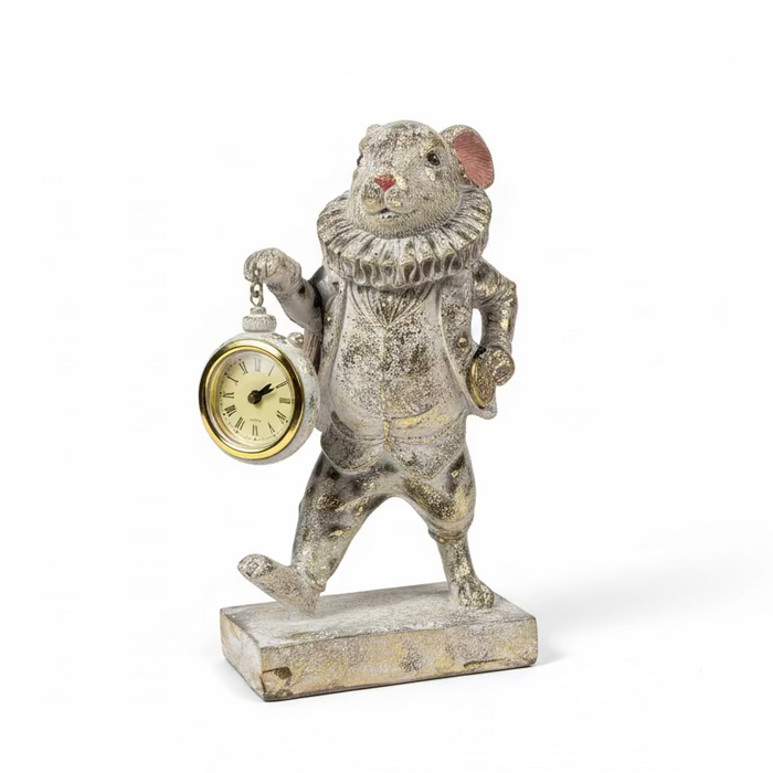 Coniglio Decorativo Vintage in Resina con Base Rettangolare e Dettagli Oro – H 24 cm