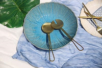Insalatiera in Ceramica Turchese con Decoro Corallo