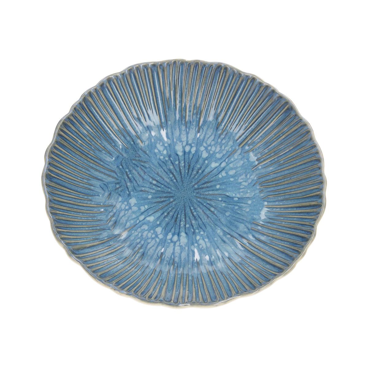 Insalatiera in Ceramica Turchese con Decoro Corallo