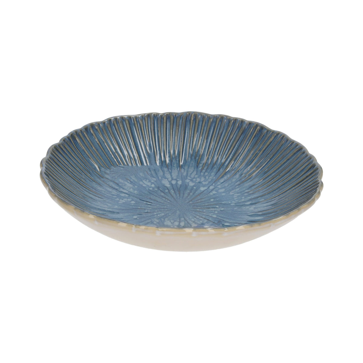 Insalatiera in Ceramica Turchese con Decoro Corallo