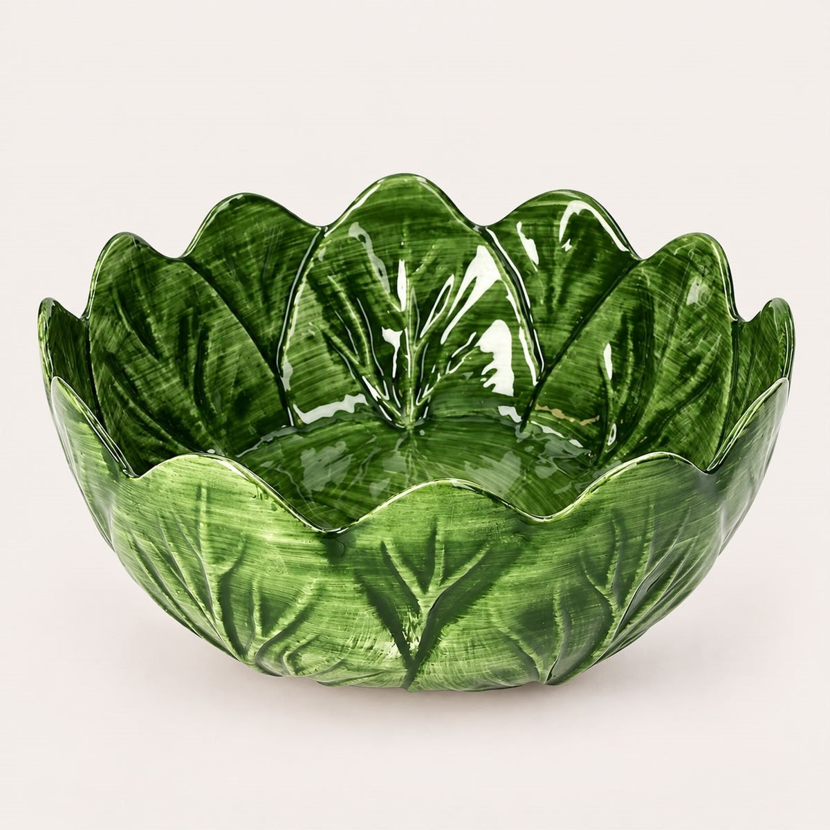 Mittlere Kohlsalatschüssel aus smaragdgrüner Keramik Ø.21xH.9cm