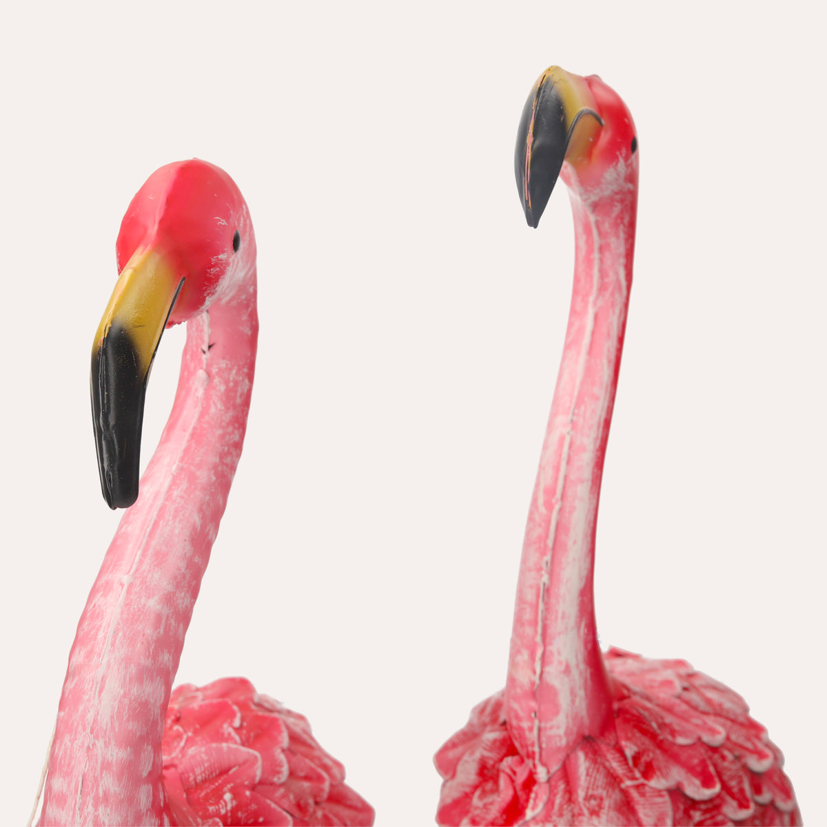 Coppia di Fenicotteri Decorativi in Ferro Rosa per Giardini
