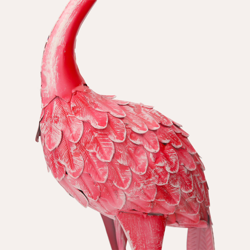Coppia di Fenicotteri Decorativi in Ferro Rosa per Giardini