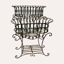 Coppia Fioriere in Ferro Verde Stile Old – Set 2 Pezzi (70x37x75 cm)