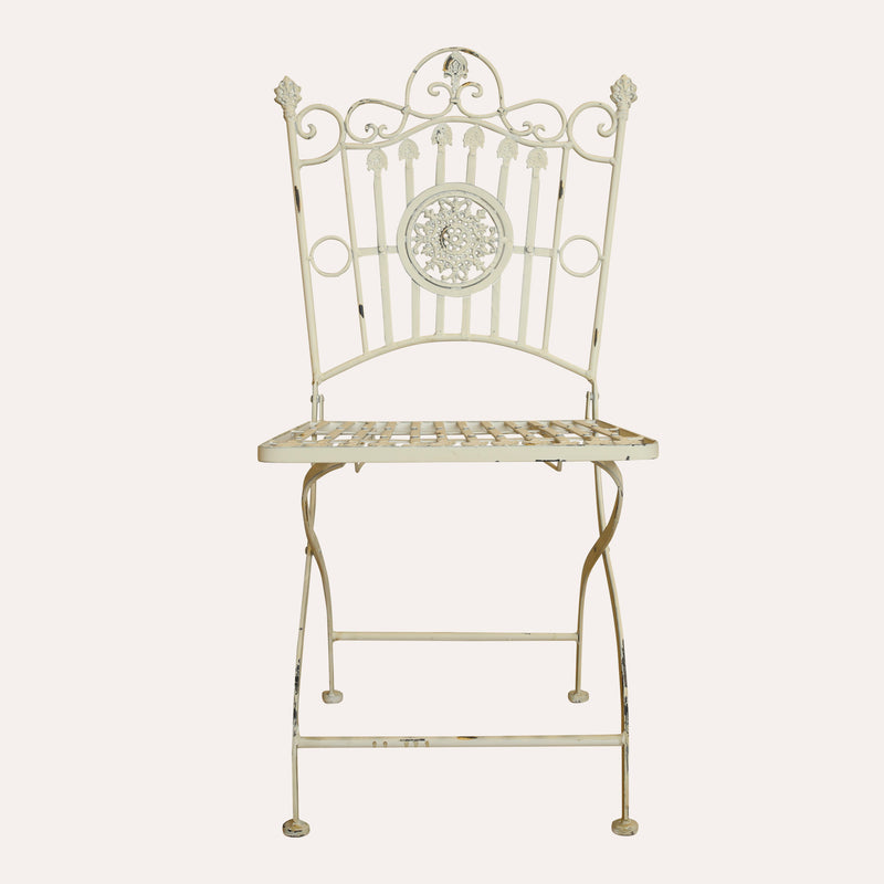 Set Tavolo da Giardino Rettangolare con 6 Sedie Bianco Anticato – Arredo da Esterno Elegante