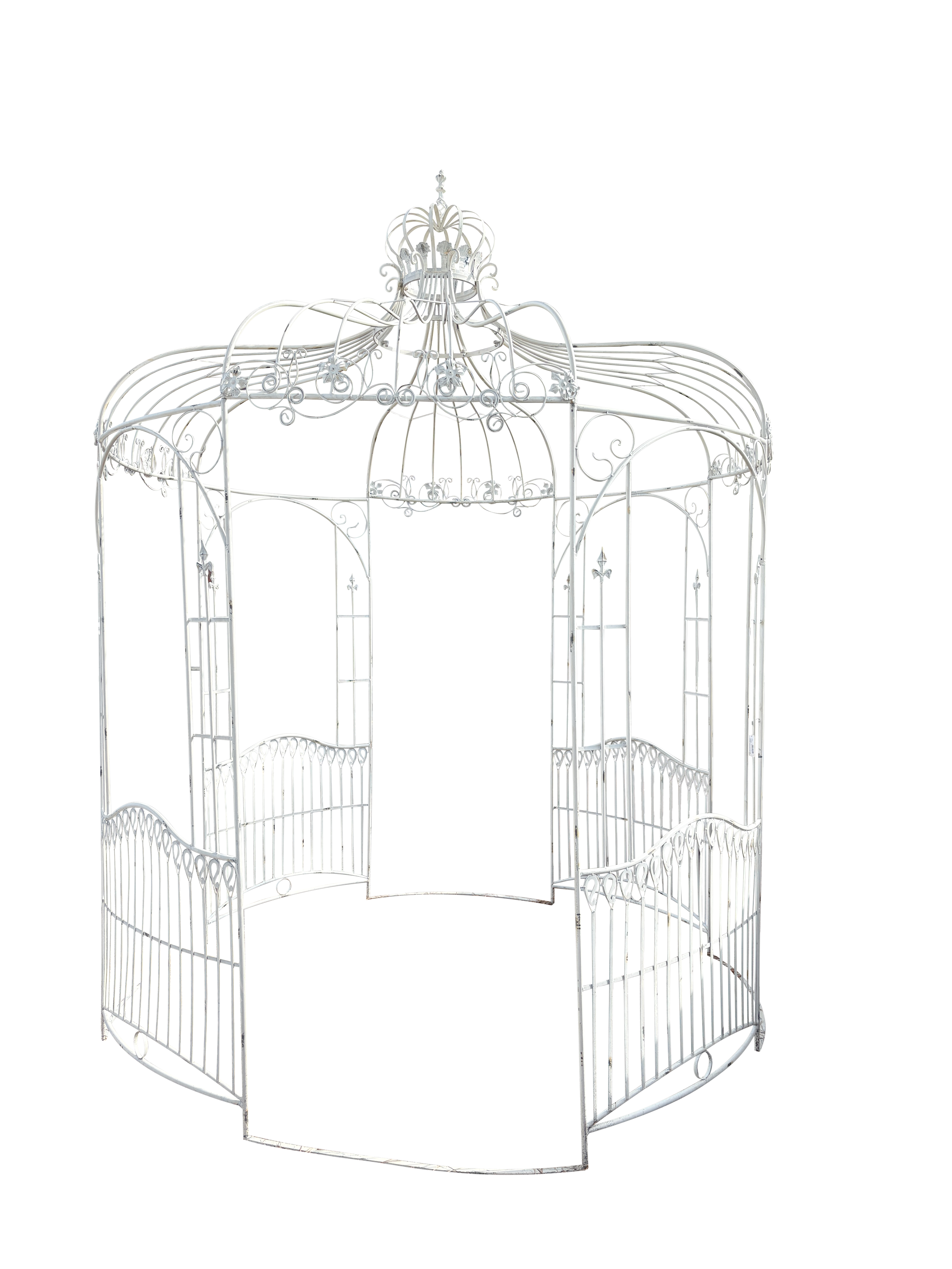 Gazebo da Giardino in Ferro Bianco Ø250 cm – Struttura da esterno H 360 cm