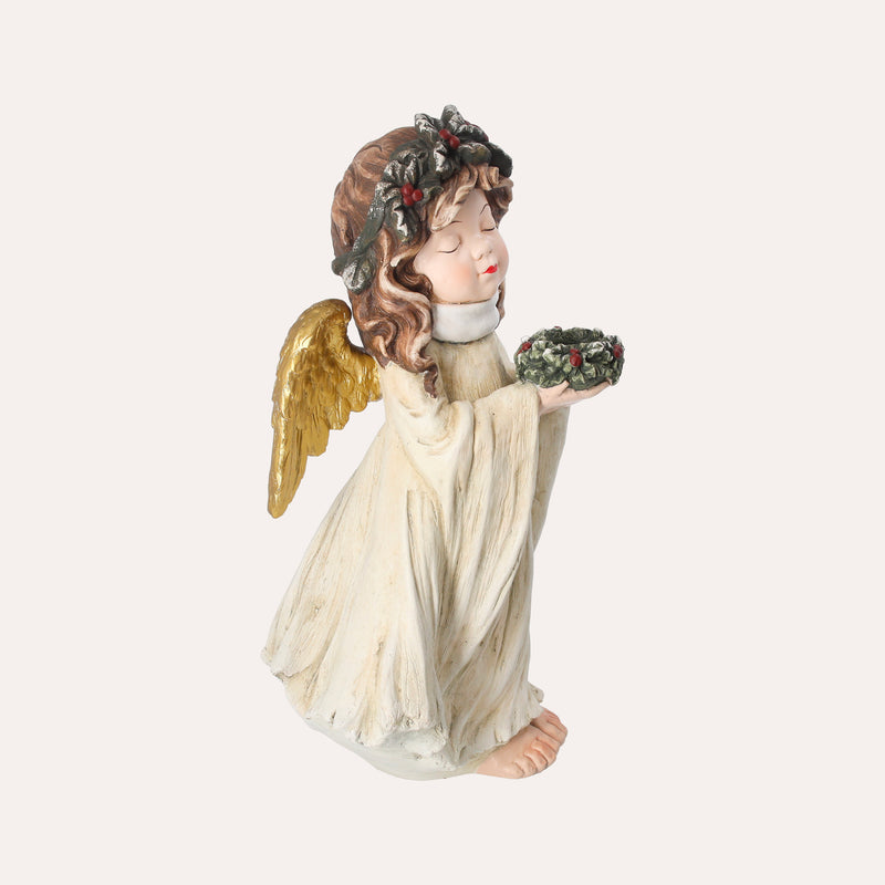 Angelo Portacandele in Resina – Decorazione Natalizia per Interni ed Esterni