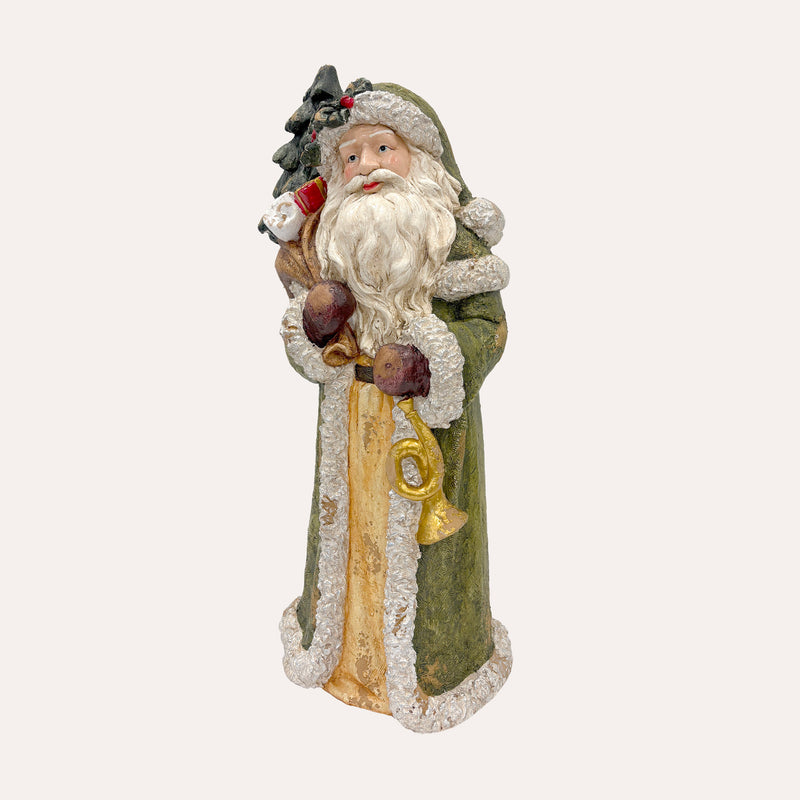 Babbo Natale con Sacco Doni Dorato in Resina – Figurina Natalizia di Lusso