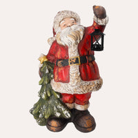 Babbo Natale con Pino e Lanterna in Resina – Decorazione Natalizia