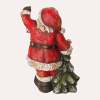 Babbo Natale con Pino e Lanterna in Resina – Decorazione Natalizia