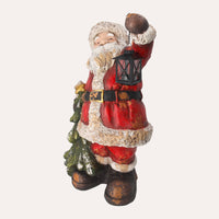 Babbo Natale con Pino e Lanterna in Resina – Decorazione Natalizia