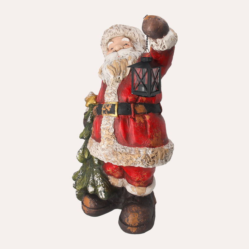 Babbo Natale con Pino e Lanterna in Resina – Decorazione Natalizia