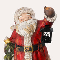 Babbo Natale con Pino e Lanterna in Resina – Decorazione Natalizia
