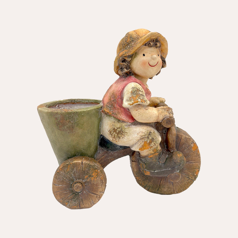 Bimbo con Bici in Resina – Decorazione Natalizia