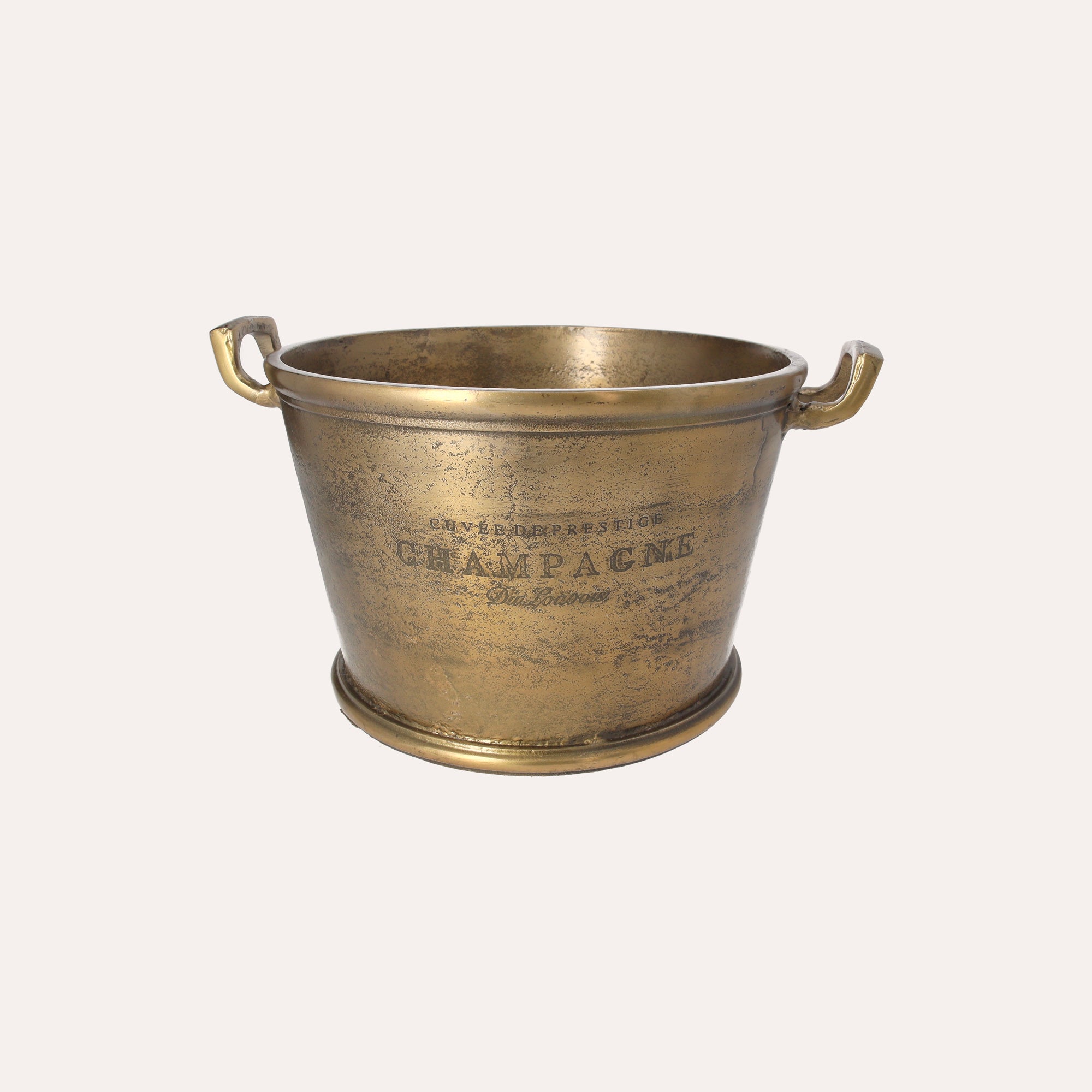 Secchiello Tondo in Metallo Dorato H 20 x D 38 cm