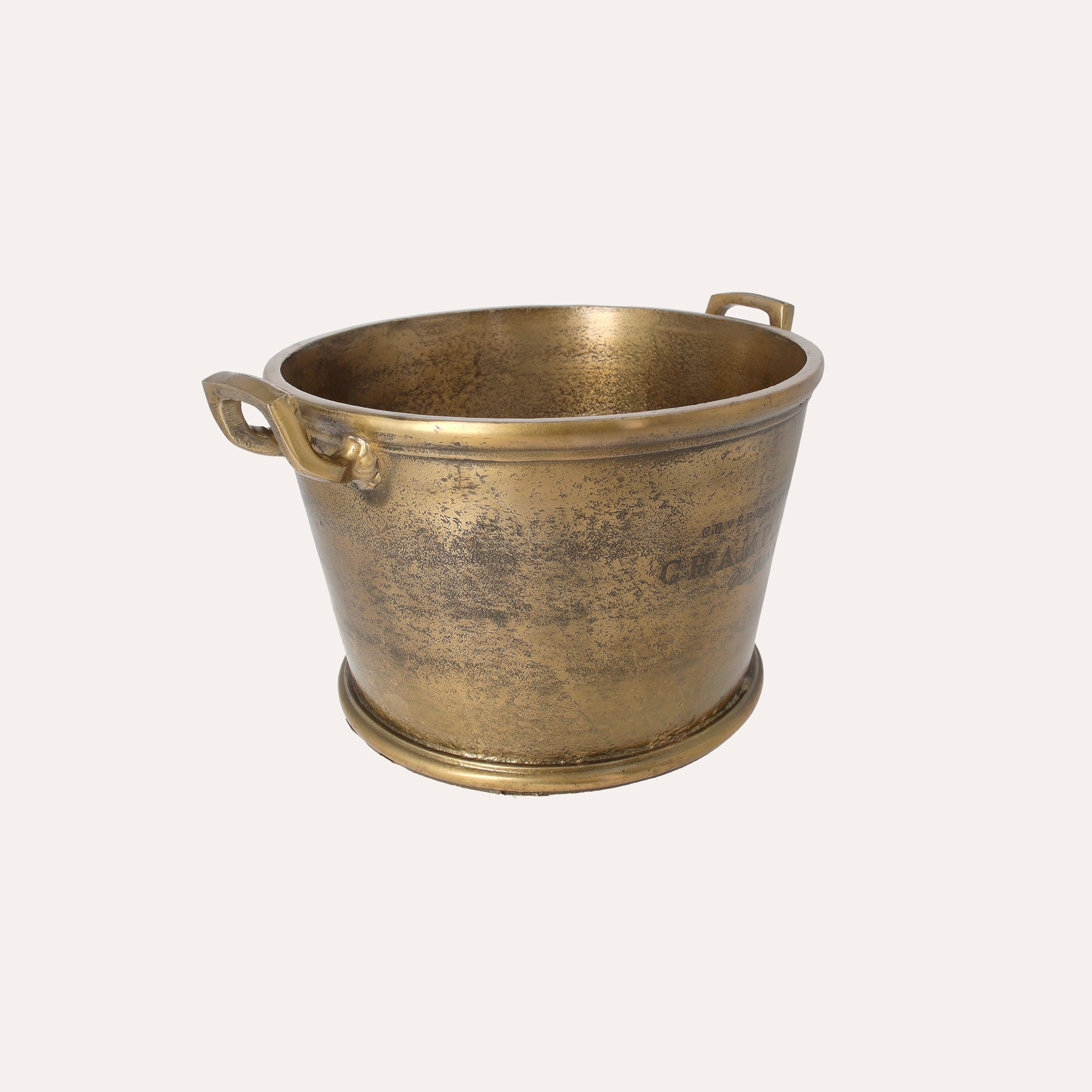 Secchiello Tondo in Metallo Dorato H 20 x D 38 cm
