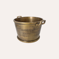 Secchiello Tondo in Metallo Dorato – Portabottiglie Decorativo H 20 x D 38 cm