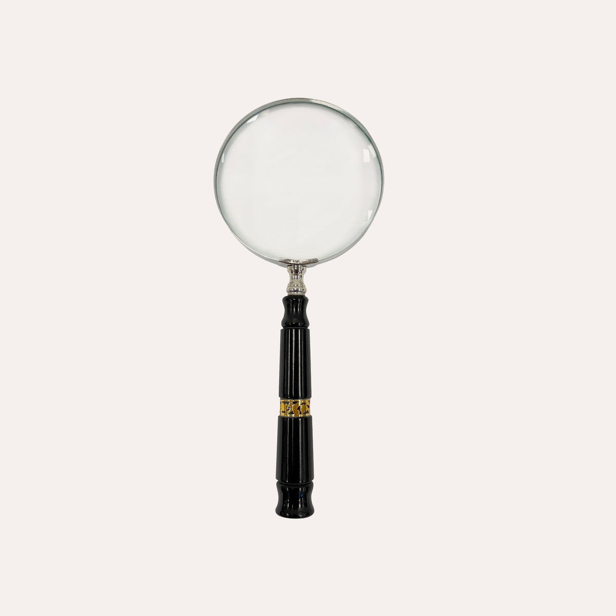 Lente d’ingrandimento con manico nero e fregio oro, 25 x 10 cm – Soprammobile decorativo