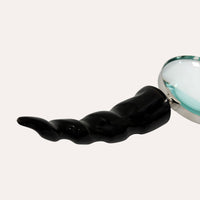 Lente d’ingrandimento con manico in corno nero, 25 x 10 cm – Soprammobile decorativo