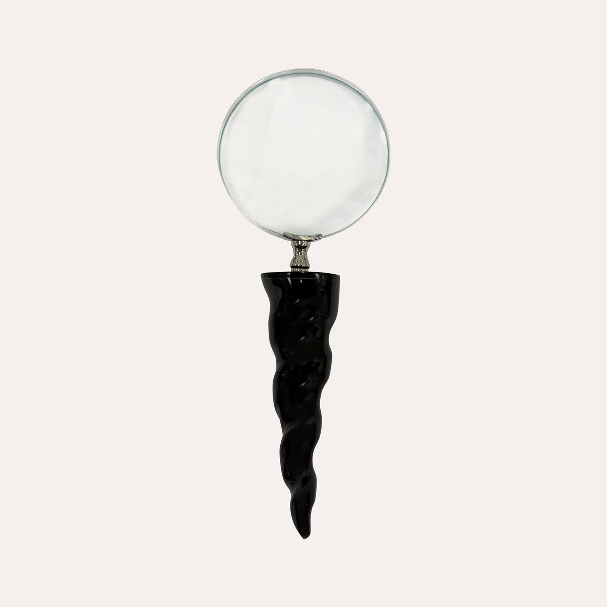 Lente d’ingrandimento con manico in corno nero, 25 x 10 cm – Soprammobile decorativo