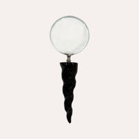 Lente d’ingrandimento con manico in corno nero, 25 x 10 cm – Soprammobile decorativo