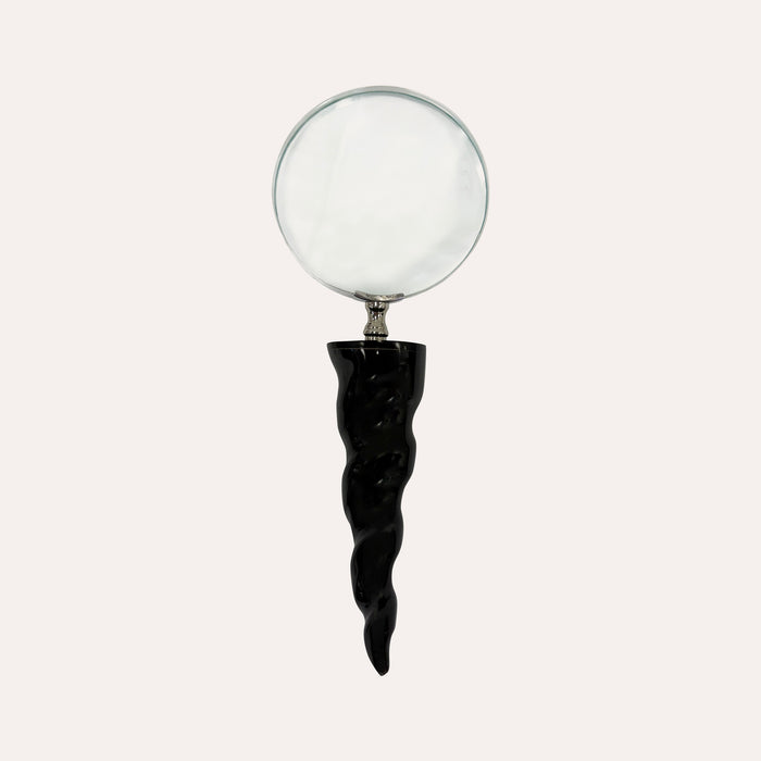 Lente d’ingrandimento con manico in corno nero, 25 x 10 cm – Soprammobile decorativo