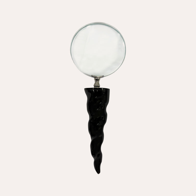 Lente d’ingrandimento con manico in corno nero, 25 x 10 cm – Soprammobile decorativo