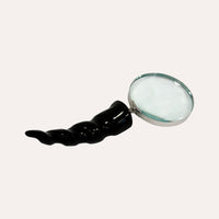 Lente d’ingrandimento con manico in corno nero, 25 x 10 cm – Soprammobile decorativo
