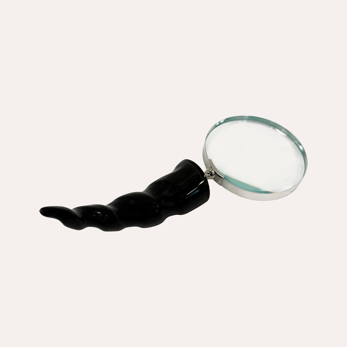 Lente d’ingrandimento con manico in corno nero, 25 x 10 cm – Soprammobile decorativo