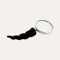 Lente d’ingrandimento con manico in corno nero, 25 x 10 cm – Soprammobile decorativo