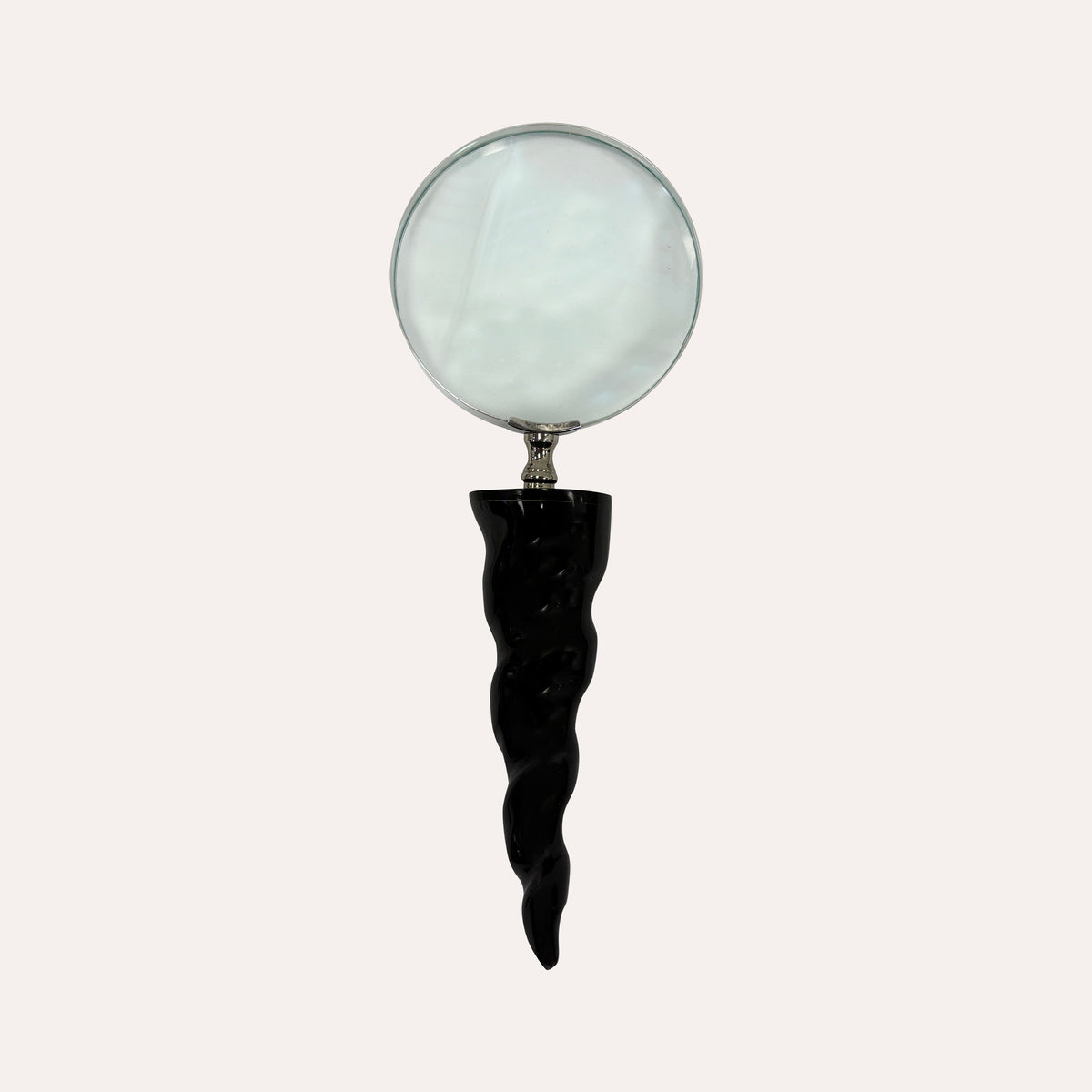 Lente d’ingrandimento con manico in corno nero, 25 x 10 cm – Soprammobile decorativo