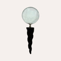 Lente d’ingrandimento con manico in corno nero, 25 x 10 cm – Soprammobile decorativo