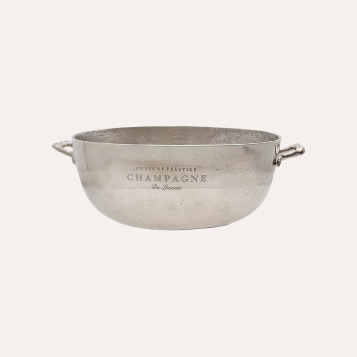 Vasca Ovale in Metallo Nickel – Secchiello Portabottiglie Decorativo 60x35x20 cm