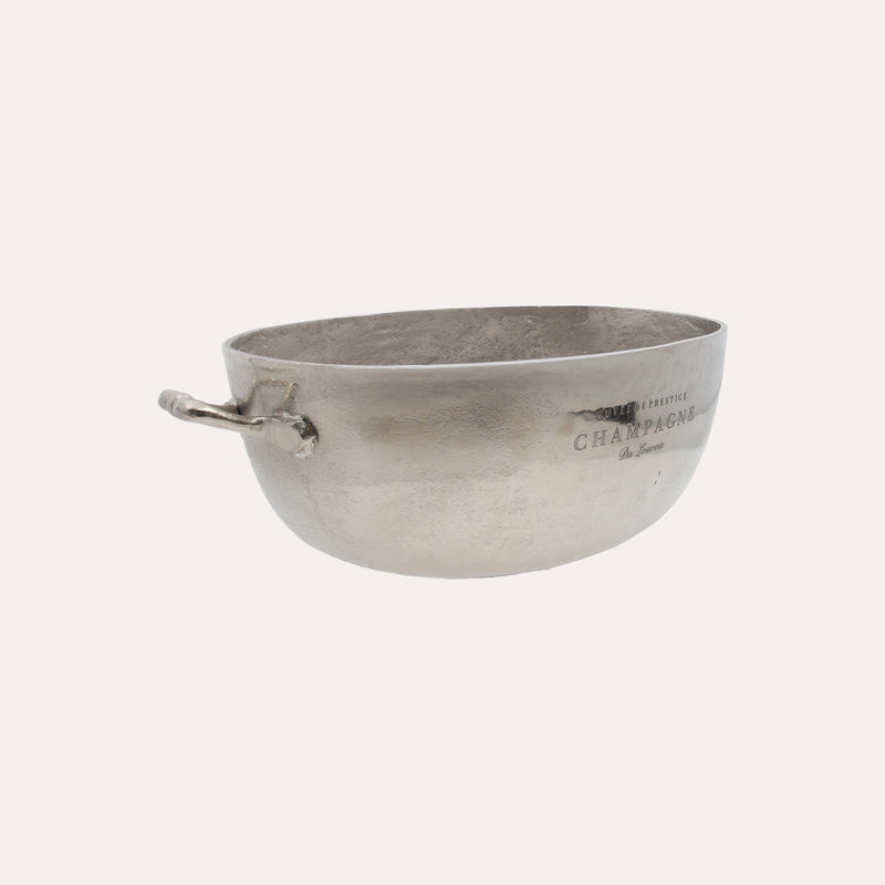 Vasca Ovale in Metallo Nickel – Secchiello Portabottiglie Decorativo 60x35x20 cm