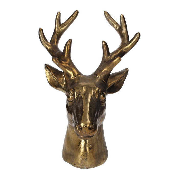 Scultura Testa Di Cervo Oro, Soprammobile O Centrotavola Natalizio