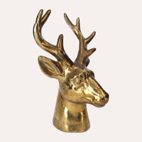 Scultura Testa Di Cervo Oro, Soprammobile O Centrotavola Natalizio