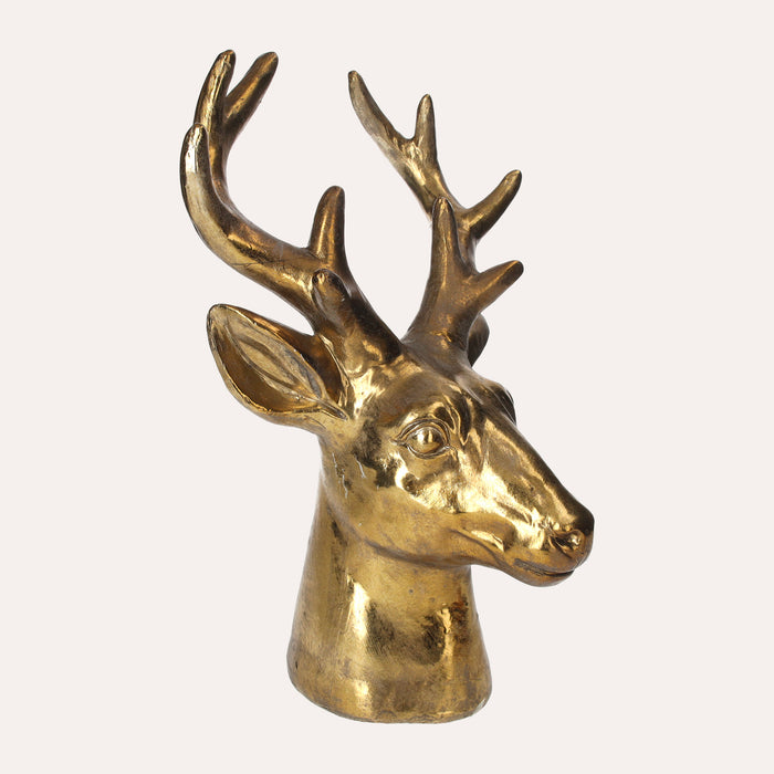 Scultura Testa Di Cervo Oro, Soprammobile O Centrotavola Natalizio