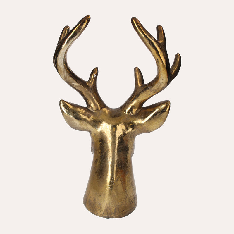 Scultura Testa Di Cervo Oro, Soprammobile O Centrotavola Natalizio