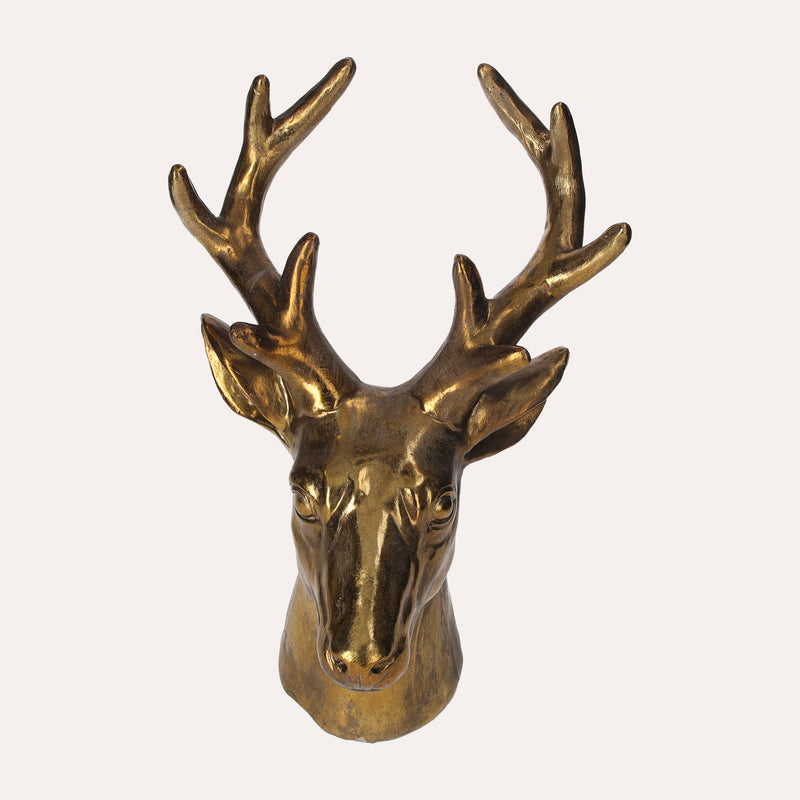 Scultura Testa Di Cervo Oro, Soprammobile O Centrotavola Natalizio