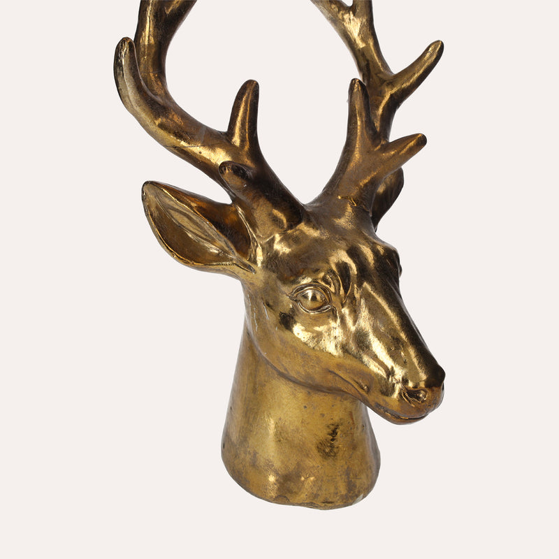 Scultura Testa Di Cervo Oro, Soprammobile O Centrotavola Natalizio