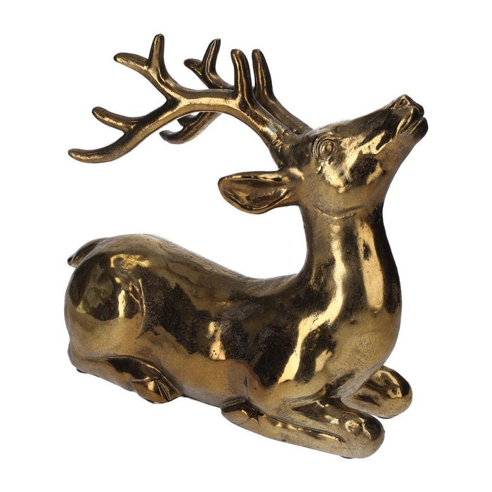 Elegante Statua Di Cervo Oro, Soprammobile Natalizio O Centrotavola