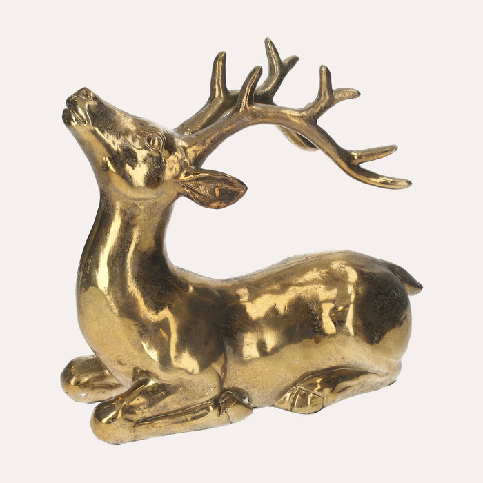 Elegante Statua Di Cervo Oro, Soprammobile Natalizio O Centrotavola