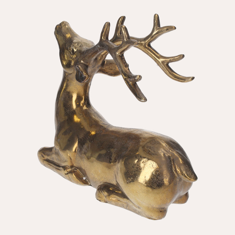 Elegante Statua Di Cervo Oro, Soprammobile Natalizio O Centrotavola
