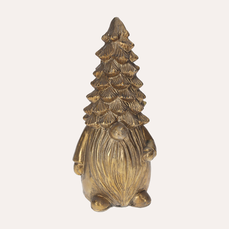 Gnomino Dorato Decorativo In Resina, Perfetto Per Decorazioni Natalizie