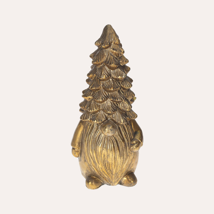 Gnomino Dorato Decorativo In Resina, Perfetto Per Decorazioni Natalizie