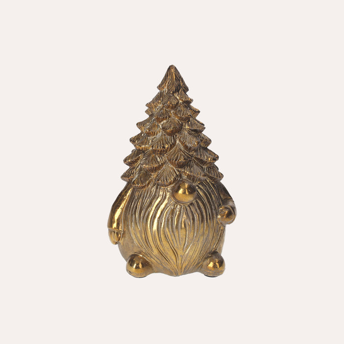 Gnomino Decorativo Dorato In Resina, Elegante E Giocoso Per Natale
