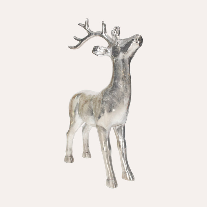 Statua di Cervo Color Argento per Decorazioni Festive
