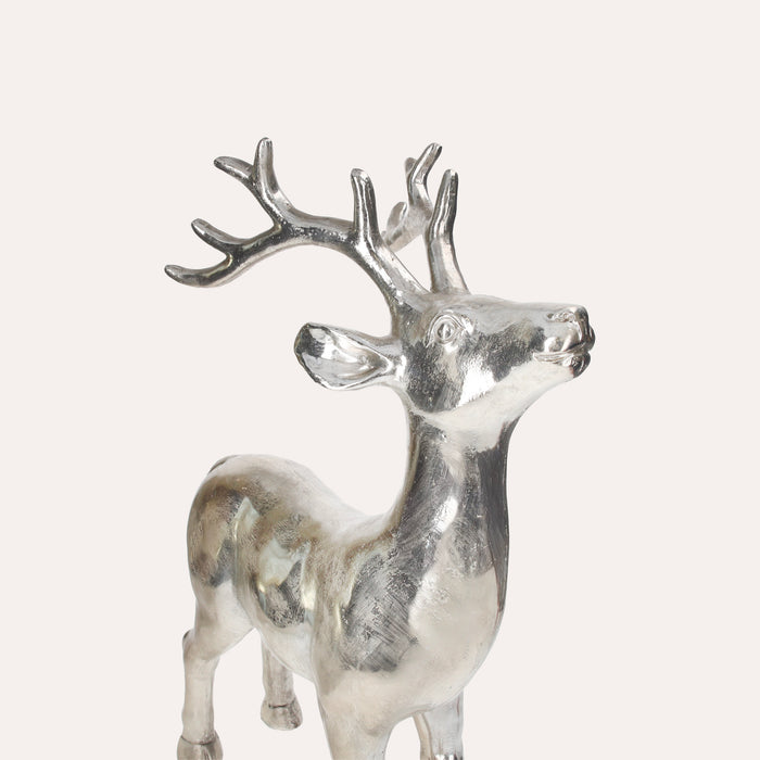 Statua di Cervo Color Argento per Decorazioni Festive